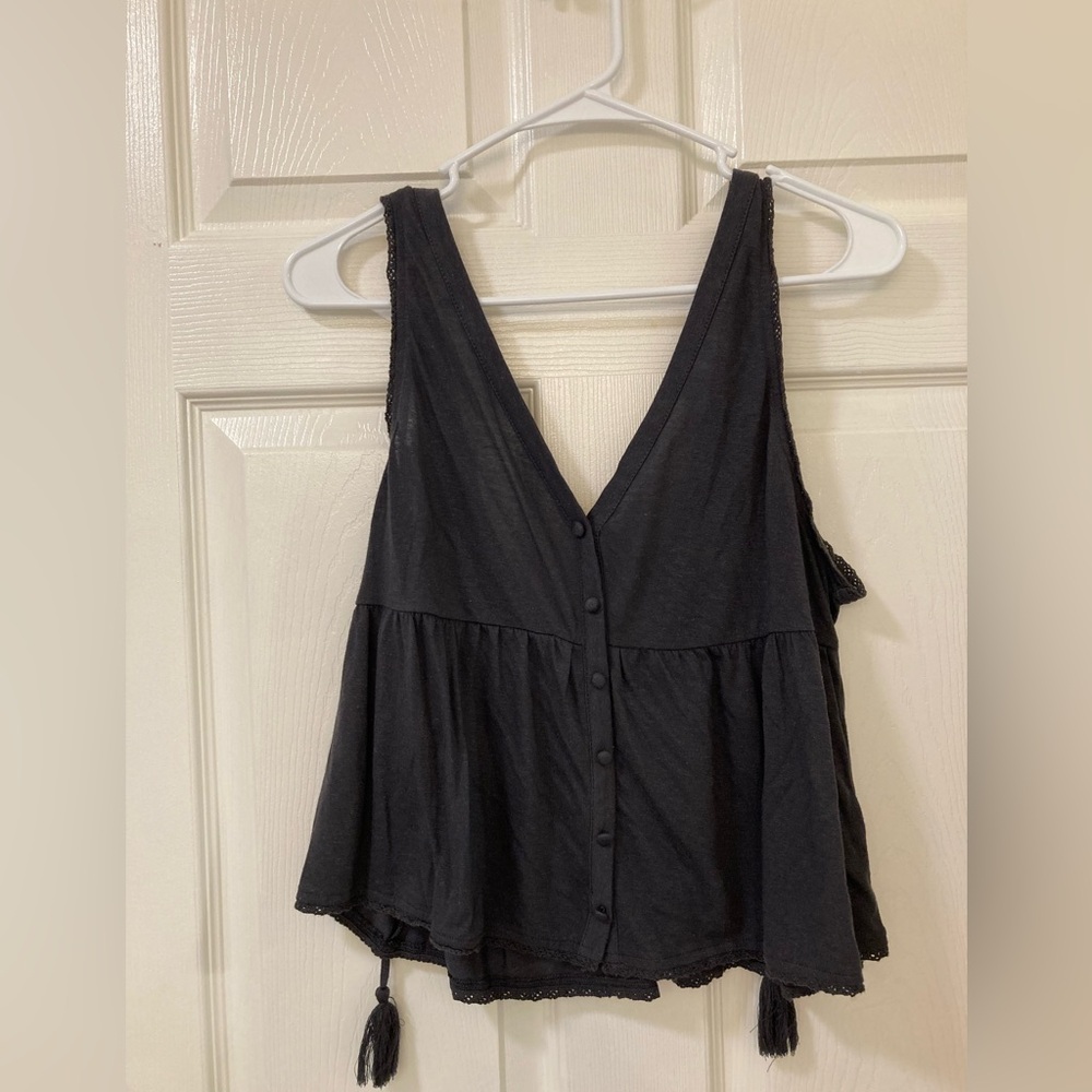 American Eagle Outfitters Black Tie Back Tank Top Size Large
